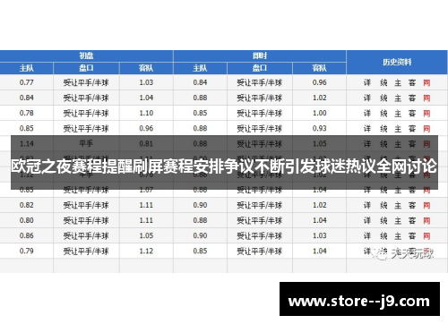 欧冠之夜赛程提醒刷屏赛程安排争议不断引发球迷热议全网讨论 欧冠之夜赛程提醒刷屏赛程安排争议不断引发球迷热议全网讨论